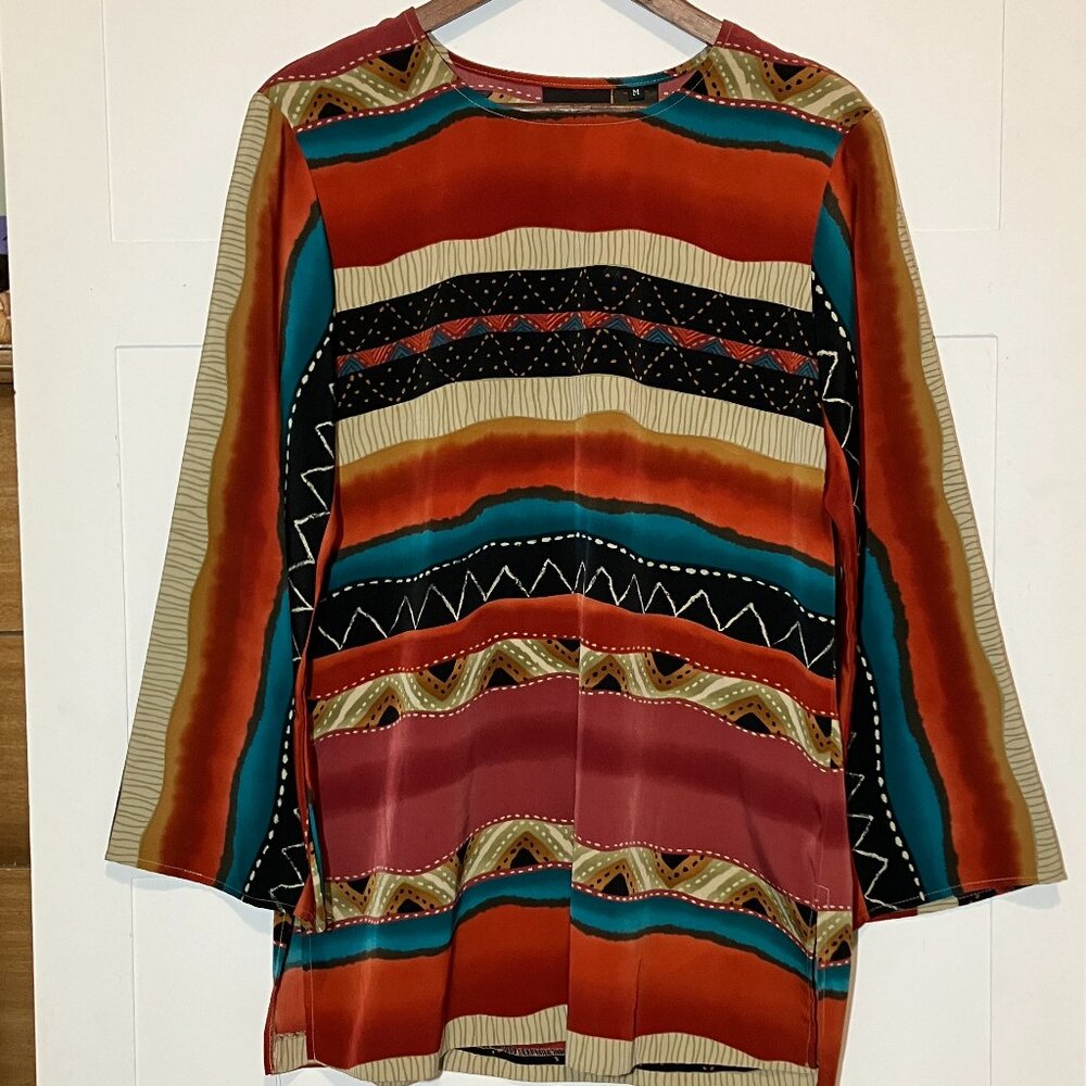Anthony Mark Hankins Women's Medium Top Striped Tunic Boho Western Tribal‎